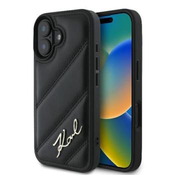 Karl Lagerfeld KLHCP16MPQDSMGK Quilted Signature keménytok iPhone 16 Plus - fekete kép