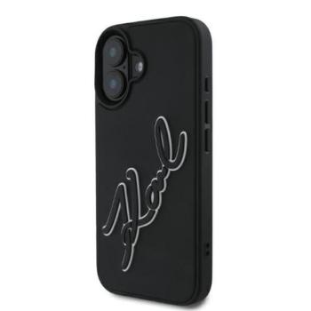 Karl Lagerfeld KLHCP16S3DRKSDLK 3D Rubber Signature keménytok iPhone 16 - fekete kép
