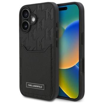 Karl Lagerfeld KLHCP16SPGKHPRPK Cardslots Monogram keménytok iPhone 16 - fekete kép