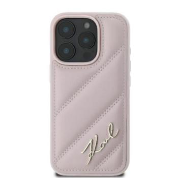 Karl Lagerfeld KLHCP16SPQDSMGP Quilted Signature keménytok iPhone 16 - rózsaszín kép