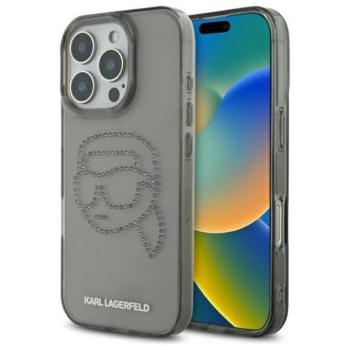 Karl Lagerfeld KLHCP16XHKHDCELK IML Rhinestones Karl Head tok iPhone 16 Pro Max - fekete kép