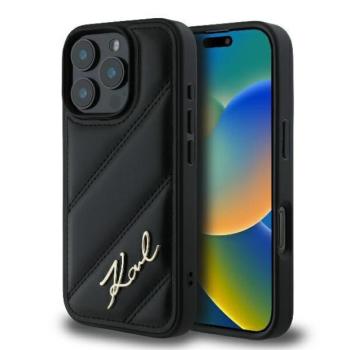 Karl Lagerfeld KLHCP16XPQDSMGK Quilted Signature keménytok iPhone 16 Pro Max - fekete kép