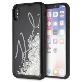 Karl Lagerfeld KLHCPXPH2IR iPhone X/Xs fekete Glitter Signature - Sötétben világító tok kép