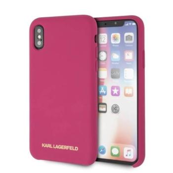 Karl Lagerfeld KLHCPXSLROG iPhone X/Xs keménytok fukszia szilikon tok kép