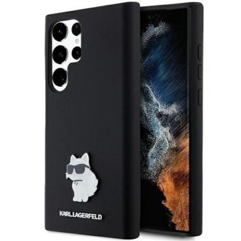 Karl Lagerfeld KLHCS24LSMHCNPK Silicone Choupette Metal Pin keménytok Samsung Galaxy S24 Ultra - fekete kép