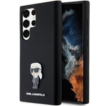 Karl Lagerfeld KLHCS24LSMHHKNPK Silicone Ikonik Metal Pin tok Samsung Galaxy S24 Ultra - fekete kép