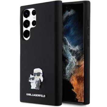 Karl Lagerfeld KLHCS24LSMHKCNPK Silicone Karl&amp;Choupette Metal Pin keménytok Samsung Galaxy S24 Ultra - fekete kép
