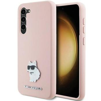 Karl Lagerfeld KLHCS24MSMHCNPP Silicone Choupette Metal Pin keménytok Samsung Galaxy S24 Plus - rózsaszín kép