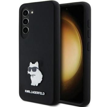 Karl Lagerfeld KLHCS24SSMHCNPK Silicone Choupette Metal Pin keménytok Samsung Galaxy S24 - fekete kép
