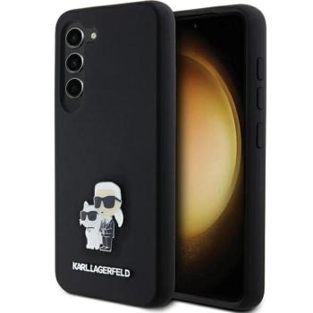 Karl Lagerfeld KLHCS24SSMHKCNPK Silicone Karl&amp;Choupette Metal Pin keménytok Samsung Galaxy S24 - fekete kép