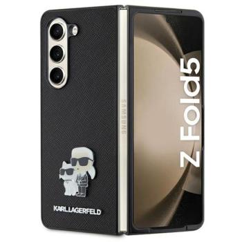 Karl Lagerfeld KLHCZFD5SAKCNPK Z Fold5 F946 keménytok fekete Saffiano Karl&amp;Choupette kitűző kép
