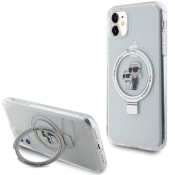 Karl Lagerfeld KLHMN61HMRSKCH iPhone 11 6.1&quot;fehér keménytok gyűrűs állvány Karl&amp;Choupettte MagSafe kép