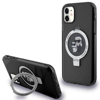 Karl Lagerfeld KLHMN61HMRSKCK iPhone 11 6.1&quot; fekete keménytok gyűrűs állvány Karl&amp;Choupettte MagSafe kép