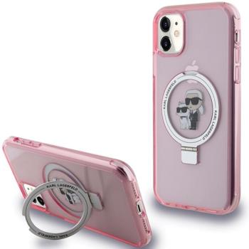 Karl Lagerfeld KLHMN61HMRSKCP iPhone 11 6.1&quot; rózsaszín keménytok Gyűrűs állvány Karl&amp;Choupettte MagSafe kép