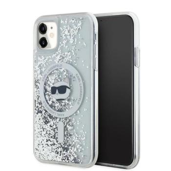 Karl Lagerfeld KLHMN61LGCHSGH Liquid Glitter Choupette Head MagSafe-kompatibilis tok iPhone 11 - átlátszó kép