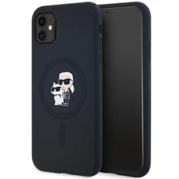 Karl Lagerfeld KLHMN61SCMKCRHK Silicone Karl&amp;Choupette MagSafe-kompatibilis tok iPhone 11 - fekete kép