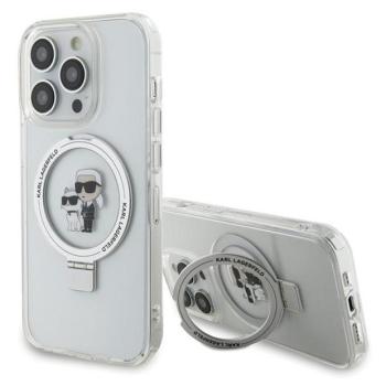 Karl Lagerfeld KLHMP13LHMRSKCH iPhone 13 Pro / 13 6.1&quot; fehér keménytok gyűrűs állvány Karl&amp;Choupettte MagSafe kép