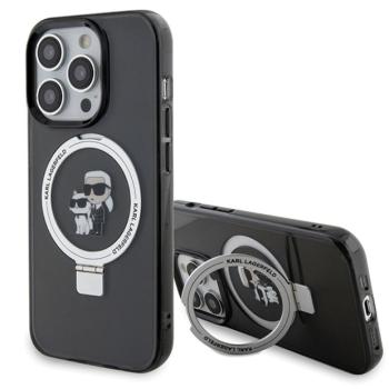Karl Lagerfeld KLHMP13LHMRSKCK iPhone 13 Pro 6.1&quot; fekete keménytok gyűrűs állvány Karl&amp;Choupettte MagSafe kép