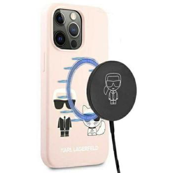 Karl Lagerfeld KLHMP13LSSKCI iPhone 13 Pro / 13 6,1&quot; keménytok világos rózsaszín szilikon ikonikus Karl &amp; Choupette Magsafe tok kép