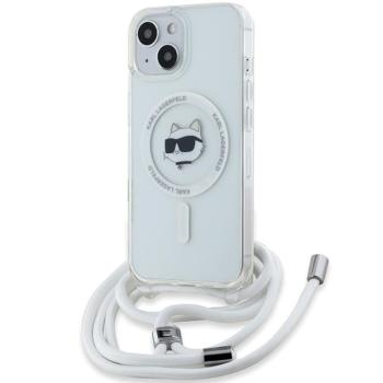 Karl Lagerfeld KLHMP13MHCCHNT IML Choupette Head &amp; Cord MagSafe-kompatibilis tok iPhone 13 - átlátszó kép