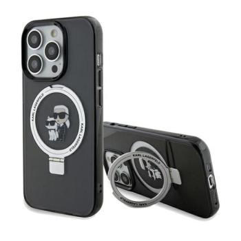 Karl Lagerfeld KLHMP14LHMRSKCK iPhone 14 Pro 6.1&quot; fekete keménytok gyűrűs állvány Karl&amp;Choupettte MagSafe kép