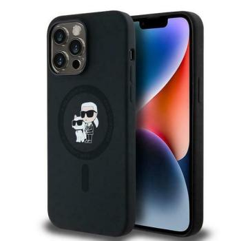 Karl Lagerfeld KLHMP14LSCMKCRHK Silicone Karl&amp;Choupette MagSafe-kompatibilis tok iPhone 14 Pro - fekete kép