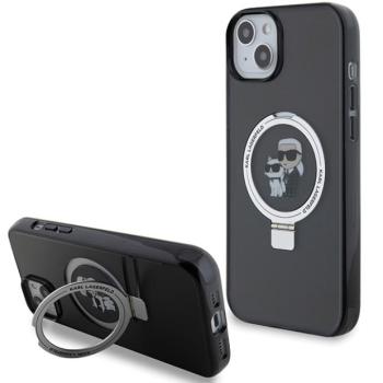 Karl Lagerfeld KLHMP14SHMRSKCK iPhone 14 6.1&quot; fekete keménytok Gyűrűs állvány Karl&amp;Choupettte MagSafe kép