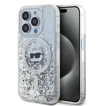 Karl Lagerfeld KLHMP14XLGCHSGH Liquid Glitter Choupette Head MagSafe-kompatibilis tok iPhone 14 Pro Max - átlátszó kép