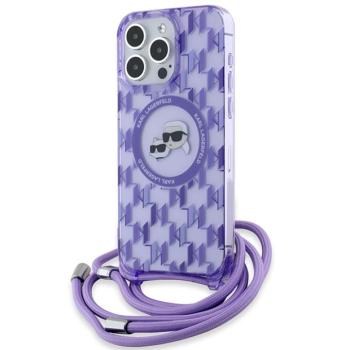 Karl Lagerfeld KLHMP15LHCKCKLCU IML Crossbody Monogram Karl &amp; Choupette Head MagSafe-kompatibilis tok iPhone 15 Pro - lila kép