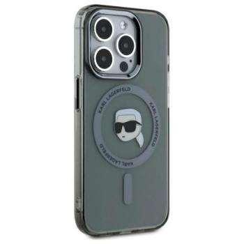 Karl Lagerfeld KLHMP15LHLSKIK IML Metal Karl Head MagSafe-kompatibilis keménytok iPhone 15 Pro - szürke átlátszó kép