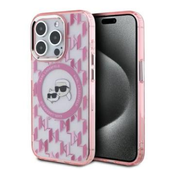 Karl Lagerfeld KLHMP15LHMCKMHP IML Monogram Karl&amp;Choupette Head MagSafe tok iPhone 15 Pro - rózsaszín kép