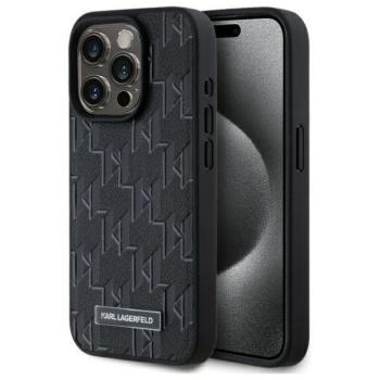Karl Lagerfeld KLHMP15LPKHPORPK Leather Monogram Metal Logo MagSafe-kompatibilis keménytok iPhone 15 Pro - fekete kép