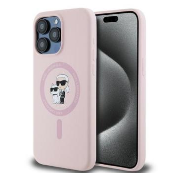 Karl Lagerfeld KLHMP15LSCMKCRHP Silicone Karl &amp; Choupette MagSafe kompatibilis keménytok iPhone 15 Pro - rózsaszín kép