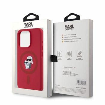 Karl Lagerfeld KLHMP15LSCMKCRHR Silicone KC Body Ring MagSafe-kompatibilis tok iPhone 15 Pro - piros kép