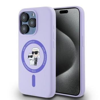 Karl Lagerfeld KLHMP15LSCMKCRHU Silicone Karl&amp;Choupette Heads Ring MagSafe keménytok iPhone 15 Pro - lila kép