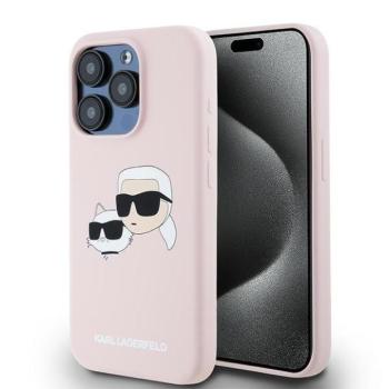 Karl Lagerfeld KLHMP15LSKCHPPLP Silicone Karl &amp; Choupette MagSafe kompatibilis keménytok iPhone 15 Pro - rózsaszín kép