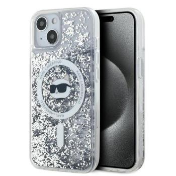 Karl Lagerfeld KLHMP15MLGCHSGH Liquid Glitter Choupette Head MagSafe-kompatibilis tok iPhone 15 Plus - átlátszó kép