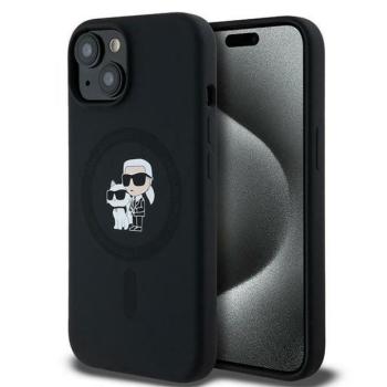 Karl Lagerfeld KLHMP15MSCMKCRHK Silicone Karl&amp;Choupette MagSafe-kompatibilis tok iPhone 15 Plus - fekete kép