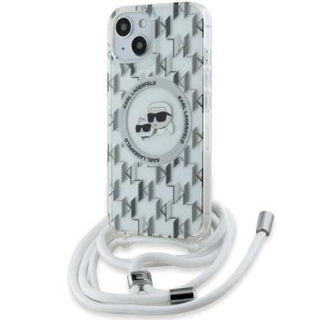 Karl Lagerfeld KLHMP15SHCKCKLCT IML Crossbody Monogram Karl &amp; Choupette Head MagSafe-kompatibilis tok iPhone 15 – átlátszó kép