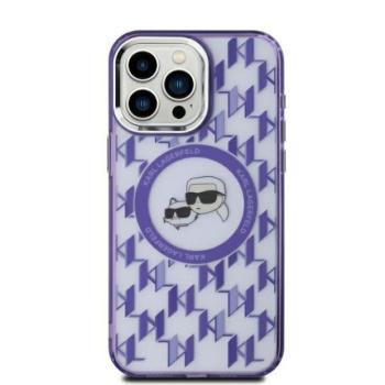 Karl Lagerfeld KLHMP15SHMCKMHU IML Monogram Karl&amp;Choupette Head MagSafe tok iPhone 15 - lila kép