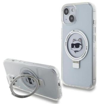 Karl Lagerfeld KLHMP15SHMRSCHH iPhone 15 6.1&quot; fehér keménytok gyűrűs állvány Choupette Head MagSafe kép