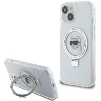 Karl Lagerfeld KLHMP15SHMRSKHHH iPhone 15 6.1&quot; fehér keménytok gyűrűs állvány Karl Head MagSafe kép