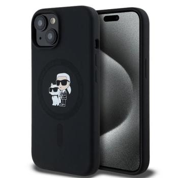 Karl Lagerfeld KLHMP15SSCMKCRHK Silicone Karl&amp;Choupette MagSafe-kompatibilis tok iPhone 15 - fekete kép