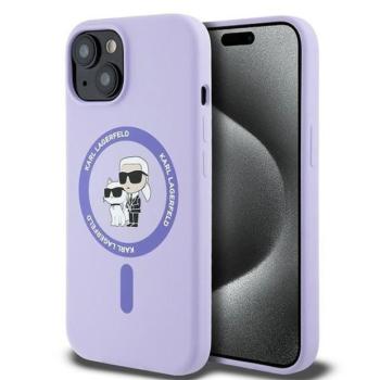 Karl Lagerfeld KLHMP15SSCMKCRHU Silicone Karl&amp;Choupette Heads Ring MagSafe keménytok iPhone 15 - lila kép