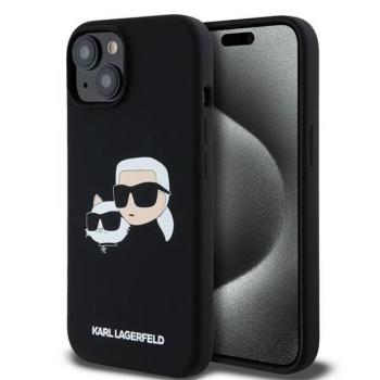 Karl Lagerfeld KLHMP15SSKCHPPLK Silicone Karl &amp; Choupette MagSafe kompatibilis keménytok iPhone 15 - fekete kép