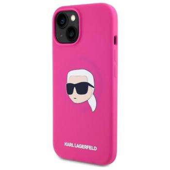 Karl Lagerfeld KLHMP15SSKHPPLF Silicone Karl Head MagSafe-kompatibilis tok iPhone 15 - élénk rózsaszín kép