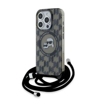 Karl Lagerfeld KLHMP15XHCCKCKLCK IML Crossbody Monogram Karl &amp; Choupette Head MagSafe-kompatibilis tok iPhone 15 Pro Max - fekete kép