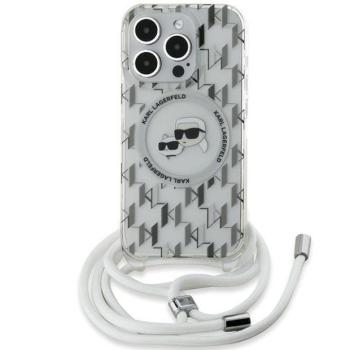 Karl Lagerfeld KLHMP15XHCCKCKLCT IML Crossbody Monogram Karl &amp; Choupette Head MagSafe-kompatibilis tok iPhone 15 Pro Max - átlátszó kép