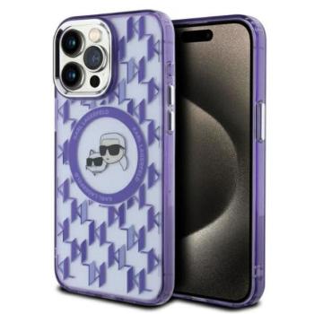 Karl Lagerfeld KLHMP15XHMCKMHU IML Monogram Karl&amp;Choupette Head MagSafe tok iPhone 15 Pro Max - lila kép