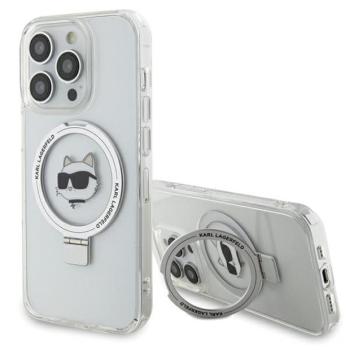 Karl Lagerfeld KLHMP15XHMRSCHH iPhone 15 Pro Max 6.7&quot; fehér keménytok gyűrűs állvány Choupette fej MagSafe kép